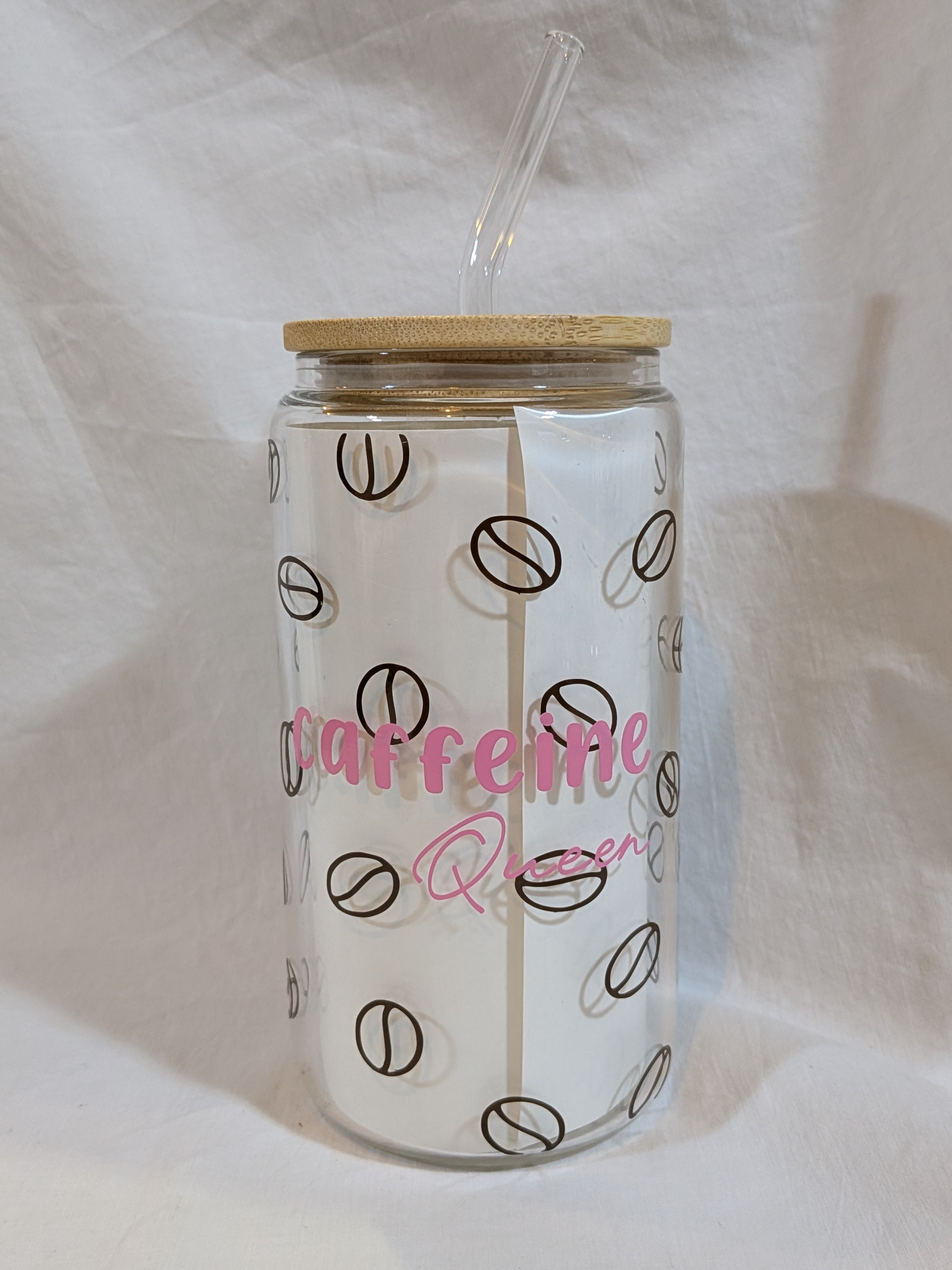 Caffeine Queen Glass Can Cup
