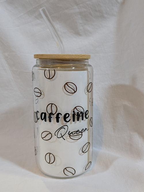 Caffeine Queen Glass Can Cup